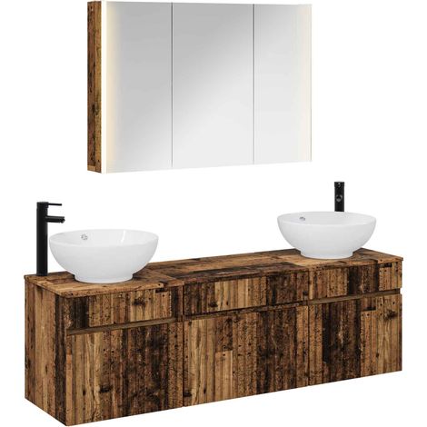 Ensemble d'armoire de salle de bain 4 pcs Bois ancien vidaXL (1/5)