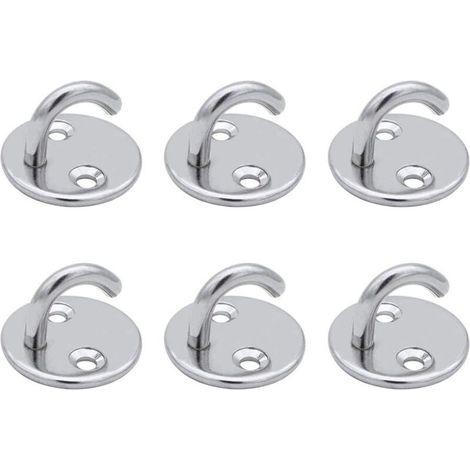 Crochet Plafond - M5 - Acier Inoxydable 304 - Charge Maximale 30 Kg - Pour Suspension Plantes Ventilateurs Lanterne Moustiquaire - 6 Pièces (1/4)