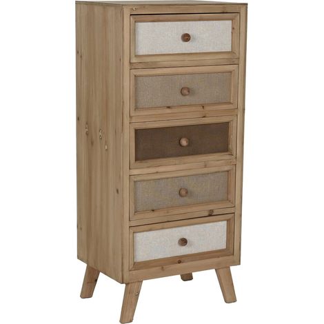 Chiffonnier en lin et épicéa style traditionnel élégant - Lin naturel et bois clair (1/5)