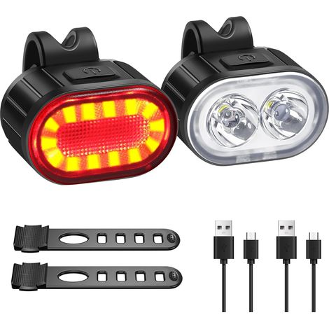 LED-Fahrradlicht, Fahrradlicht vorne und hinten, wiederaufladbares Fahrradlicht, IPX4, wasserdichtes Fahrradlicht, geeignet für die meisten Fahrräder (1/5)