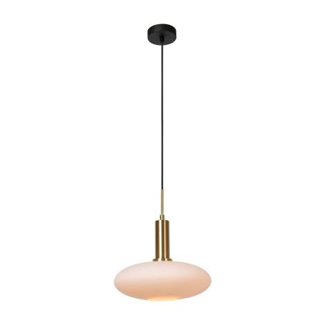Lampada a sospensione Singala vetro bianco ottone E27