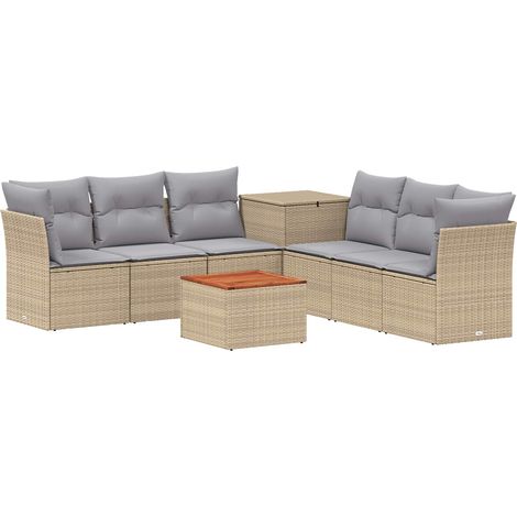 Sofa Set 8 stk. Beige und Hellgrau Polyrattan und Stahl vidaXL (1/5)