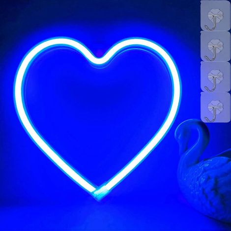 Cœur lumineux néon rose en forme de cœur, lampe LED en forme de cœur, décoration murale en forme de cœur à suspendre, cadeau idéal (1/4)
