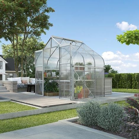 Serre de jardin en polycarbonate 4mm avec structure aluminium - Diana, Long 3.83 m, Couleur Noir