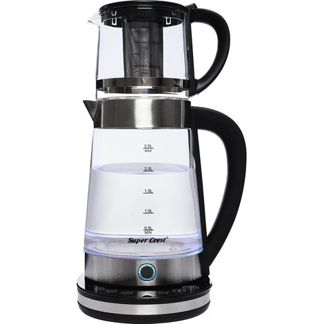 Bouilloire Électrique Double 2,5 L avec Théière en Verre 1 L, Machine à Thé 2000W avec Infuseur, Écran LCD, Base Séparable, Protection Surchauffe, Pratique pour Maison et Bureau (1/5)