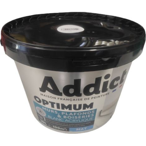 Penture acrylique murs, plafonds et boiseries ADDICT Optimum 10L blanc mat