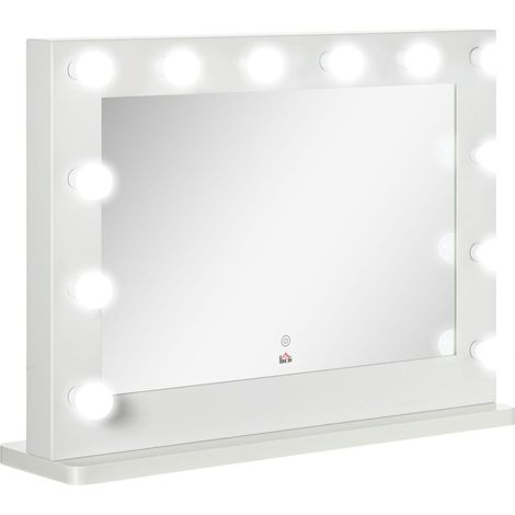 Specchio Trucco Hollywood con Illuminazione a LED Dimmerabile, 80 x 60 cm, Bianco con Funzione Memory (1/5)