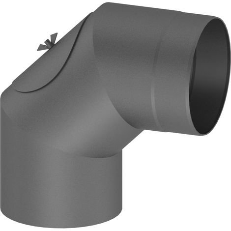 Coude pivotant Diam 120 mm pour tuyau de poêle 0-90° avec porte fonte grise