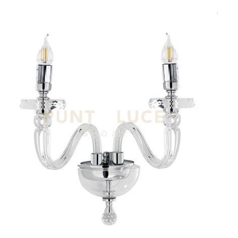 APPLIQUE BACH 2 LUCI CRISTALLO E CROMO ATTACCO E14