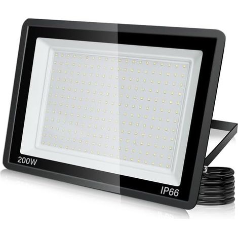 Projecteur LED Exterieur,200W 20000LM Spot LED Extérieur,6000K Blanc Froid Projecteur Exterieur Led,IP66 Etanche Eclairage de Sécurité pour Jardin,Garage,Cour,Parking