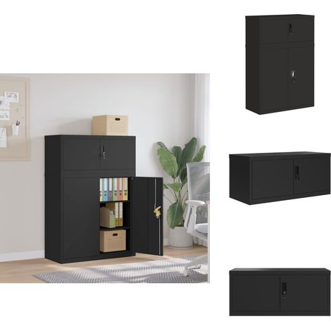 Classeur noir 90x40x130 cm acier - Classeur - Classeurs - Armoire À Dossiers - Armoire De Classement (1/5)