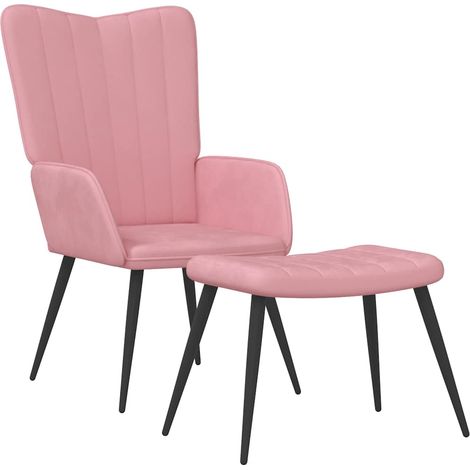 Chaise de salon,Chaise de relaxation avec tabouret Rose Velours CFW54369 (1/5)