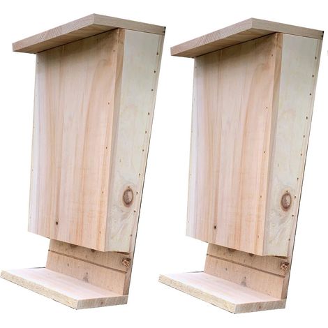 Set of 2 Wooden Bat Boxes with Landing Perch