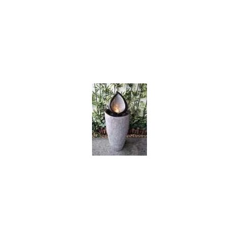 Fontaine de jardin blanche et noire 92 cm en résine avec éclairage LED blanc chaud et effet cascade pour jardin, terrasse et véranda