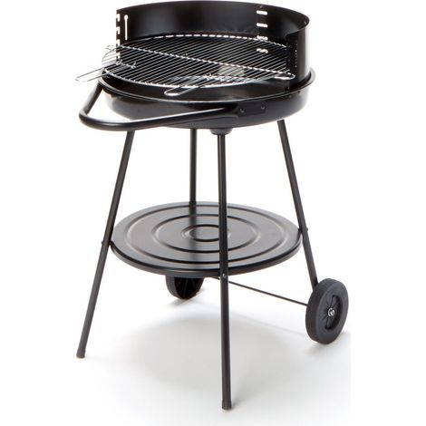 Barbecue a carbonella 68x51x81 cm con struttura in acciaio nero - Lauria