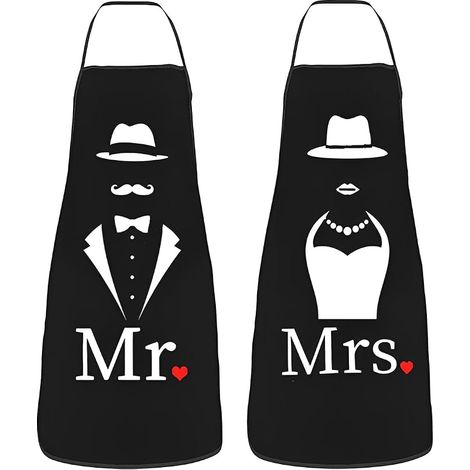 Set 2 Delantal, coppie regolabili Delantal, cucina Delantal, barbecue Delantal, regalo per matrimonio, San Valentino, Natale, compleanno (1/5)