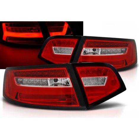 Paire de feux arriere Audi A6 de 2008 a 2011 berline LED BAR rouge et blanc (1/5)