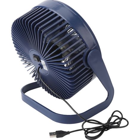 Kleiner, tragbarer und wiederaufladbarer USB-Tischventilator mit 2 einstellbaren Geschwindigkeiten, blau, 20 cm (8 Zoll) Durchmesser, für Studentenwohnheime und den Einsatz im Freien. (1/5)