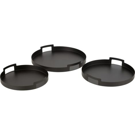 Lot de 3 Plateaux en Métal "Mathew" 45cm Noir (1/4)