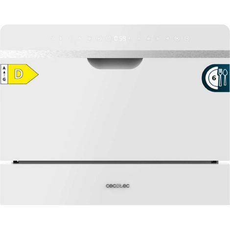 Lavavajiillas semi-integrable compacto de 6 servicios acabado cristal blanco, con clase energética d, 5 programas, touch control panel, funciones delay start y childlock, y cesta para cubiertos (1/5)
