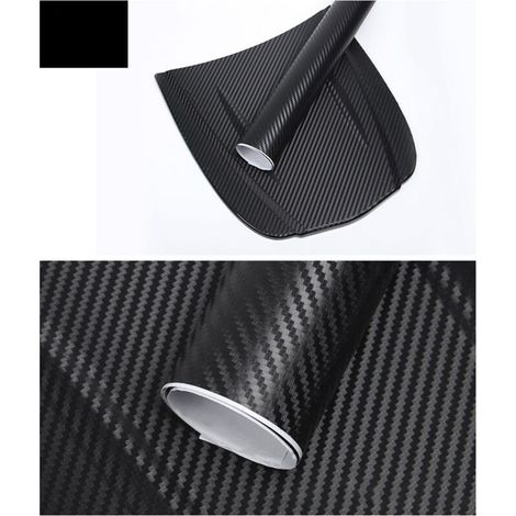 Film adhésif décoratif imitation fibre de carbone 3D épais pour carrosserie de voiture, rouleau de protection, noir, 1,52 m x 30 cm (1/5)