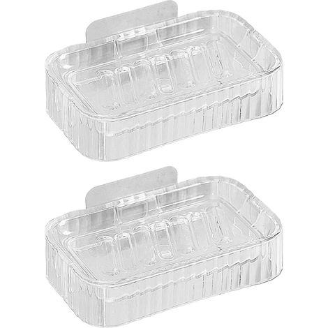 Lot de deux porte-savons, contenants à savon à double paroi pour la douche - transparents (1/5)