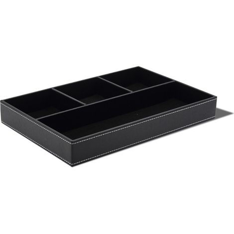 Aufbewahrungsbox aus Kunstleder mit 4 Fächern für Schreibtisch und Kommode – Organizer für Geldbörsen, Münzen, Schlüssel und Schmuck (1/5)