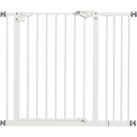 Cancellino per Cani Regolabile 74-100x77 cm con Chiusura Automatica in Acciaio e Plastica Nero (1/5)
