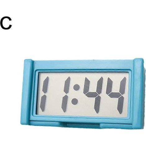 Mini horloge numérique décorative grand écran, horloge de voiture, mini horloge de tableau de bord bleue