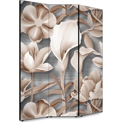 Lupia - Separe' per interni, Divisorio 135,6 x H 176 x P 3,1 cm FLOWER GRAPHIC MIX paravento 3 Ante in legno con Tele stampate fronte retro Soggetto unico (1/4)