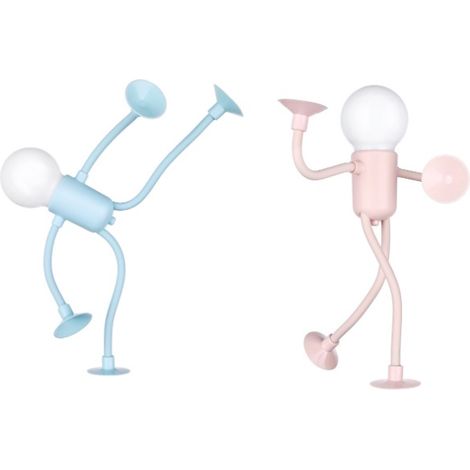 2PCS Veilleuse amusante à ventouse, forme changeante,mini veilleuse pliable, décorative, décoration de table,ornements de décompression (Bleu+Rose) (1/5)