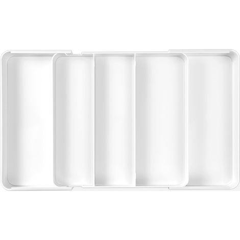 Tiroir à couverts blanc, tiroir à couverts de taille réglable, résistant à l'humidité, facile à ranger, rangement de couverts de tiroir de cuisine, pour organiser les couverts, les fourchettes