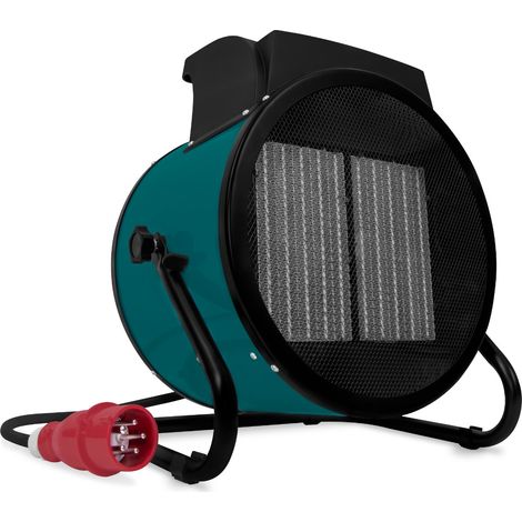 VONROC Calefactor eléctrico - ventilador - calefactor de garaje, taller y almacén - 6000W/9000W - alimentación trifásica 400V - cerámica - termostato - para espacios de hasta 80m2 (1/5)