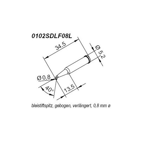 Ersa 0102SDLF08L Punta de soldar forma lápiz 0,80 mm