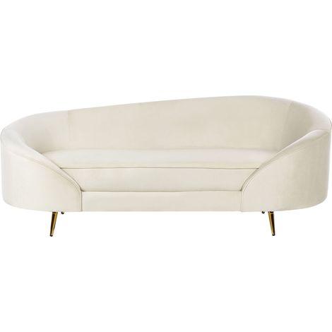 Divano a 3 posti velluto curvo stile glamour beige Savar