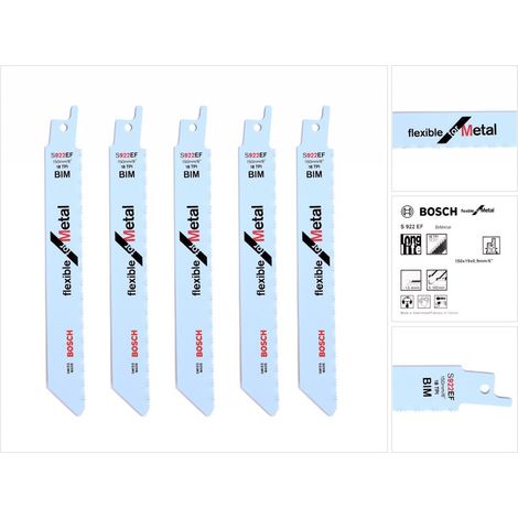Bosch Säbelsägeblatt S 922 EF, Flexible for Metal, 5er-Pack