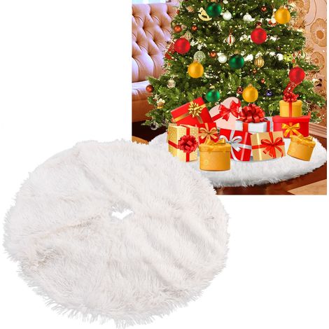 Jupe de sapin en peluche blanche pure, jupe de sapin décorative de Noël en peluche, grande taille (1/5)