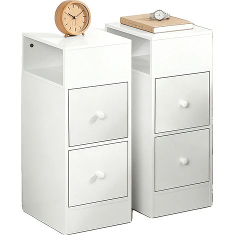 Table de chevet, design moderne minimaliste, solutions de rangement spacieuses, BLANC (1/2)
