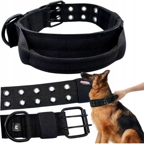 Breites, robustes, verstellbares Hundehalsband aus Band mit Griff, Länge 45-55