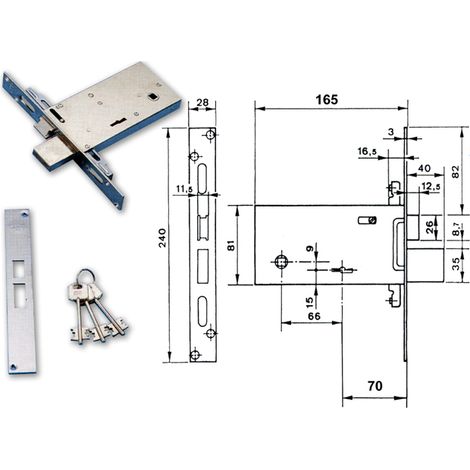 Verrou à double panneton traditionnel mm 70 6803/Sa YALE