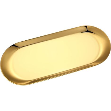 Plateau De Service - Acier Inoxydable - 30 x 12 cm - Doré - Pour Organisation Cosmétiques Bougies Bijoux - 1 Pièce (1/5)