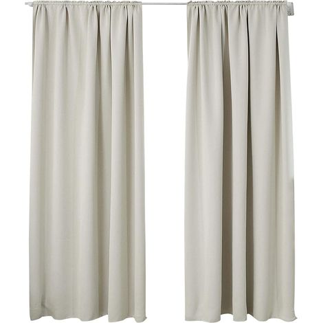 WOLTU 2 pièces Rideaux occultant, pour Maison intérieure pour fenêtre et Porte Isolant Thermique, 135x245cm, Beige VH5880be-2
