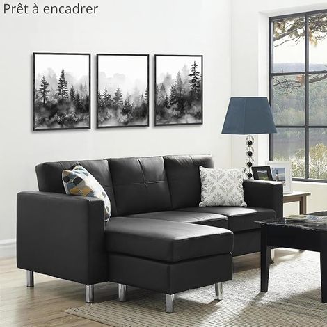 Decorative Poster Mountain Misty Forest Landscape Wall Poster Black Forest White Bedroom Living Room Decoration 12 x 16 cm Unframed Set of 3 (1/4)