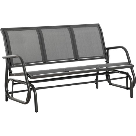 easycomfort panchina a dondolo da giardino a 3 posti in metallo e tessuto a rete traspirante, 151x75x85cm, grigio (1/5)