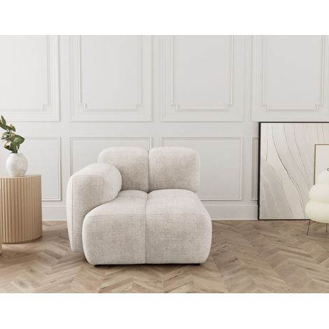 Grace - module d'assise gauche en velours texturé - beige (1/5)