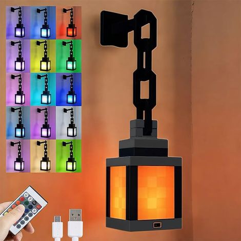 Lanterne LED pixelisée - 16 couleurs avec télécommande - Rechargeable USB - Pour chambre gamer et camping - Classe énergétique A (1/5)