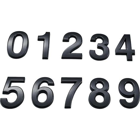 10 3D house numbers in black for outdoor use, house numbers, self-adhesive mailbox numbers, hotel room numbers, number plates 0-9 (black) (1/5)