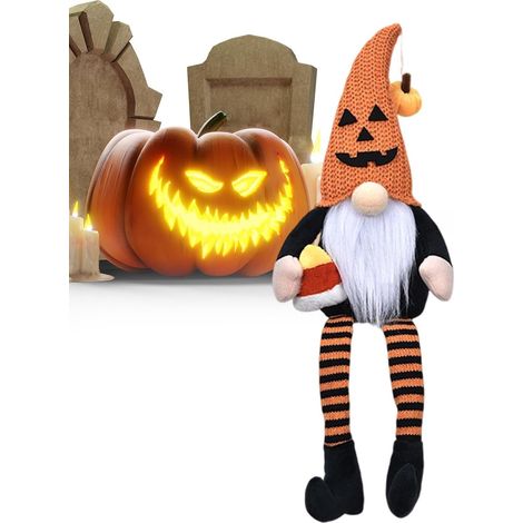 Peluche Gnome d'Halloween Décoration de table à longues jambes Sans Visage Décoration de Fête Décoratif pour Maison, Appartement, Salon, Canapé, Bureau, Cheminée, (1/5)