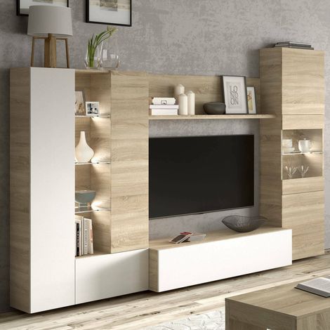 Parete Attrezzata - 15 Ripiani 17 Vani, Marrone Rovere, -, 260x42x185h cm DoverNH (1/3)