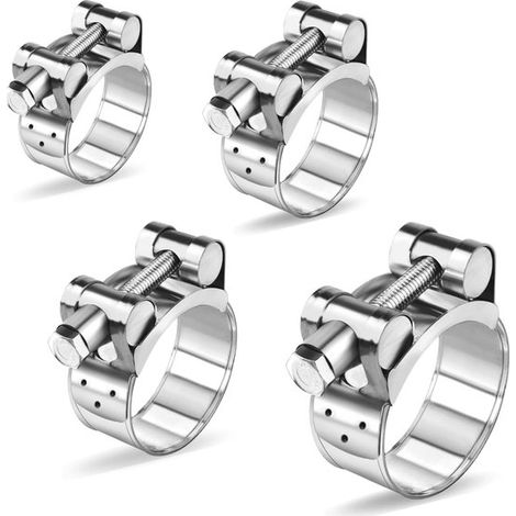 4 abrazaderas perno bisagra, Abrazaderas manguera acero inoxidable 40-43 mm, Abrazaderas manguera ajustables, Abrazadera escape acero inoxidable (1/5)